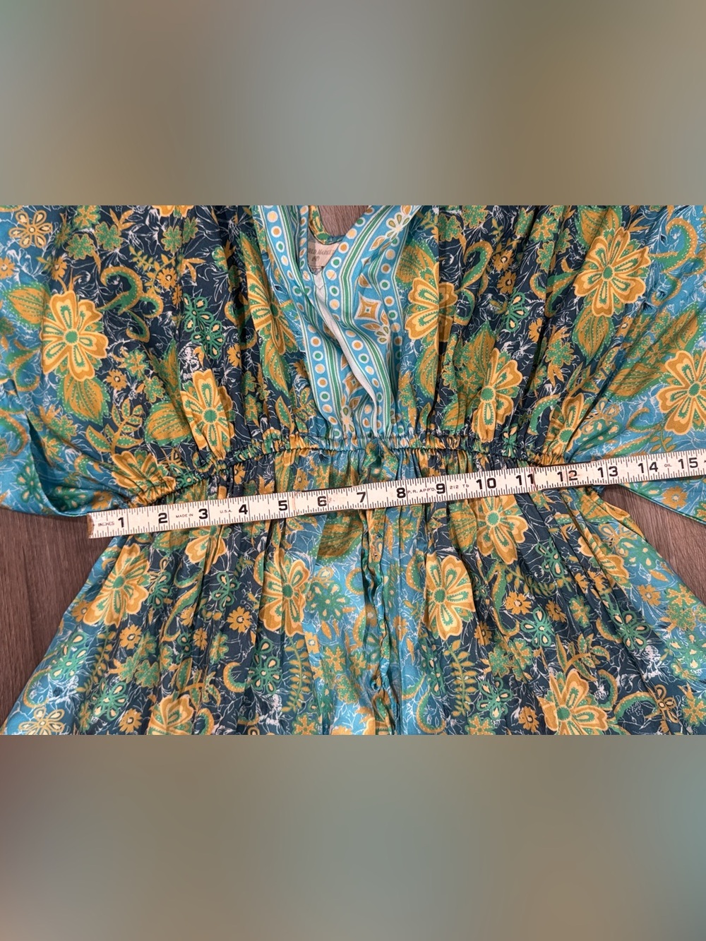 Floral Blue, Lime Green & Yellow Maxi Dress - Lightweight Summer Dress - Picture 4 of 8